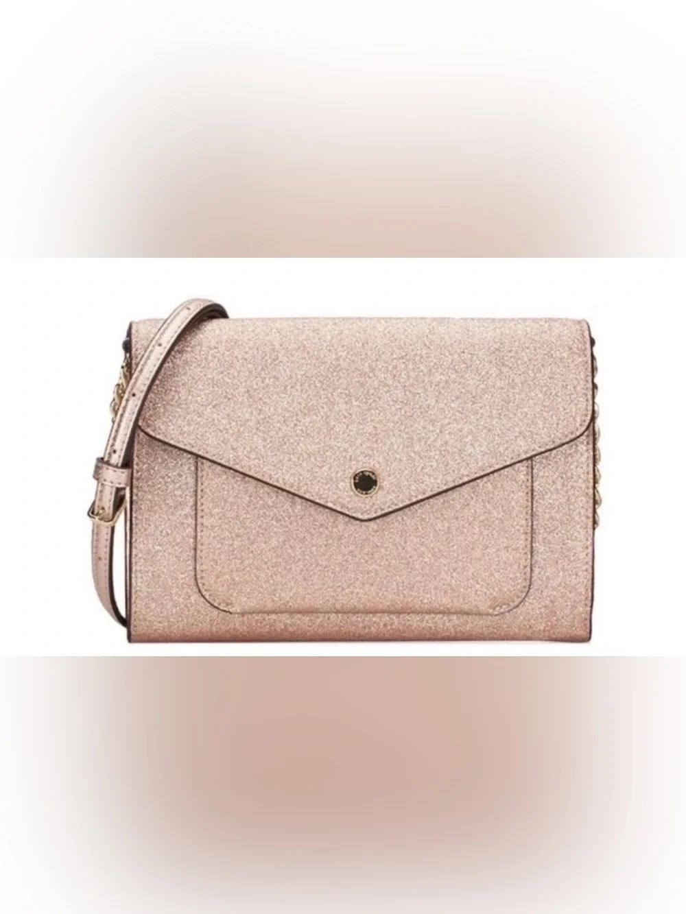 NWT Kate Spade Retail $279 Tinsel Flap Crossbody- Rose Gold Glitter